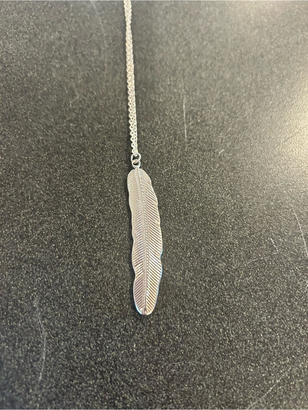 Silver Feather Pendant Necklace - Women Jewelry